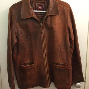 Territory Ahead Distressed Leather Jacket, size M